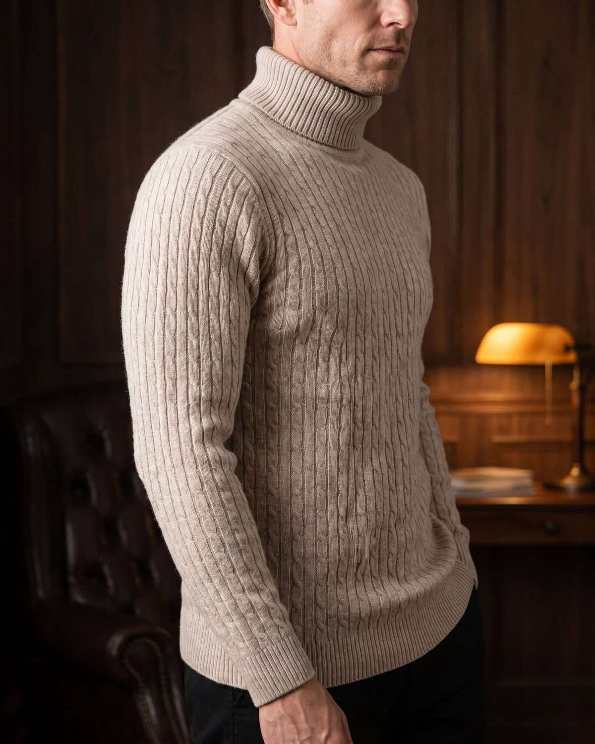 Carlo Cable-Knit Turtleneck Sweater